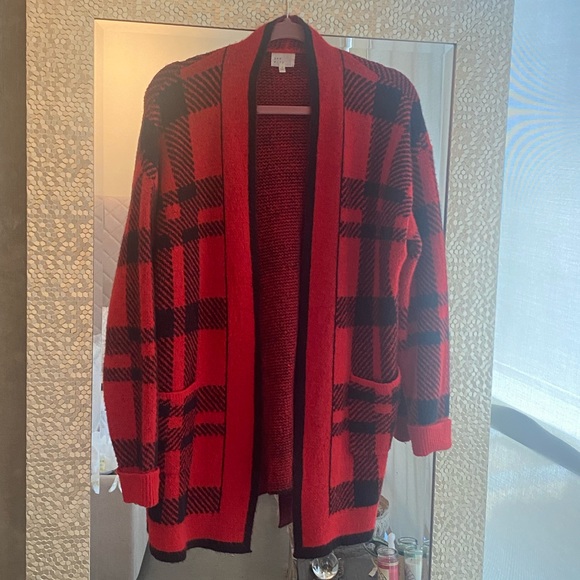 Vici - dee elly Black Rock Pocketed Plaid Cardigan - Picture 5 of 6